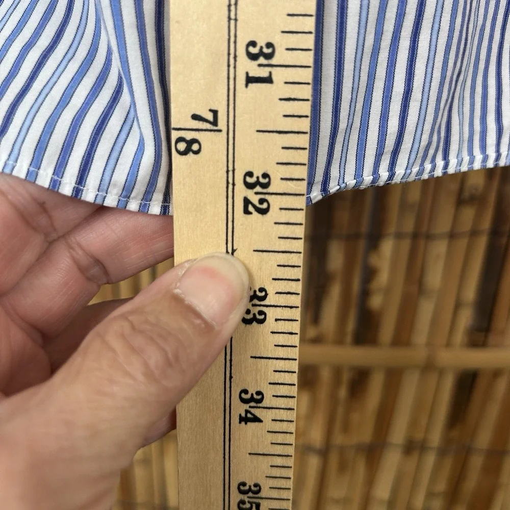 David‎ Donahue Trim Fit Men's Dress Shirt Long Sleeve Blue White 16.5 - 34/35